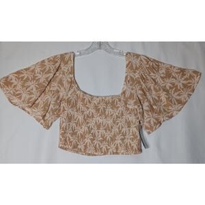 RIP CURL Womens Tan surf palm top size Small BOHO Beachy Casual Vacation NWT